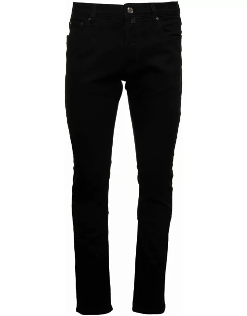 Jacob Cohen bard Black Slim Jeans With Logo Patch In Cotton Blend Denim Man