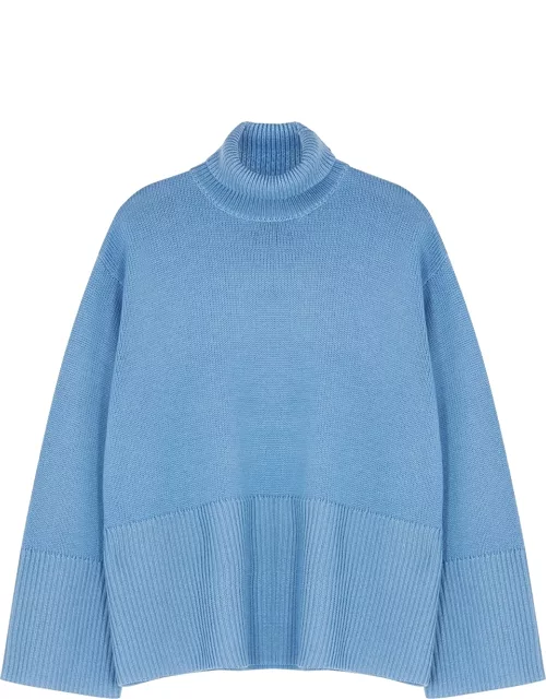 Blue roll-neck wool-blend jumper