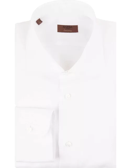 Barba Napoli White Linen Slim Fit Shirt