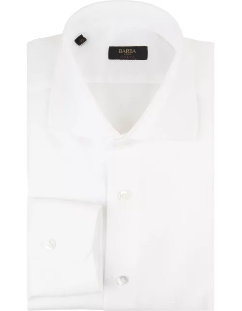 Barba Napoli Slim Fit Shirt In White Cotton Blend