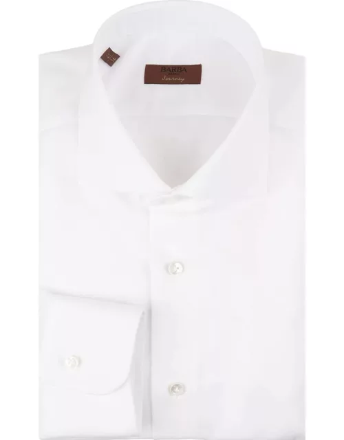 Barba Napoli White Linen And Cotton Classic Shirt