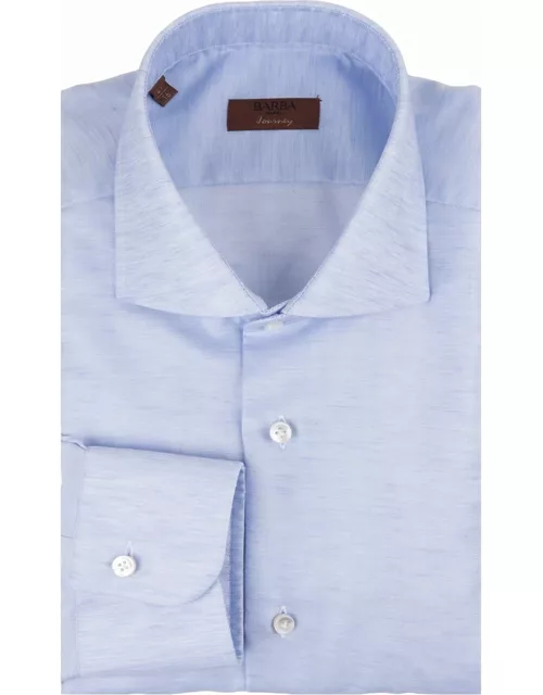 Barba Napoli Light Blue Linen And Cotton Classic Shirt