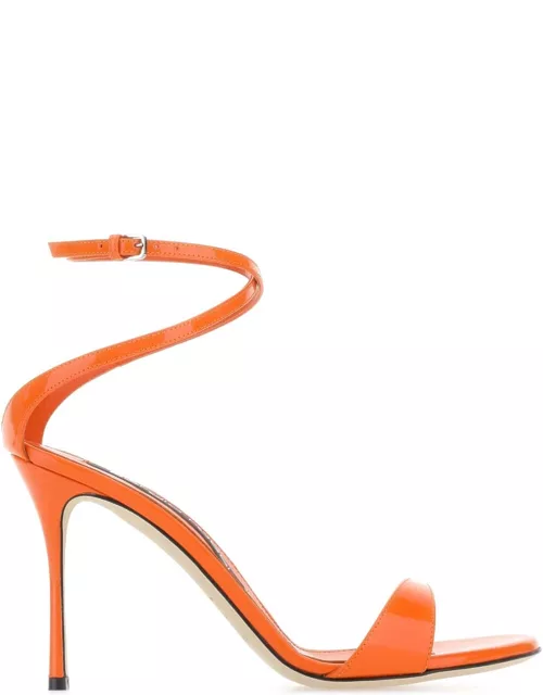 Sergio Rossi Orange Leather Godiva Sandal