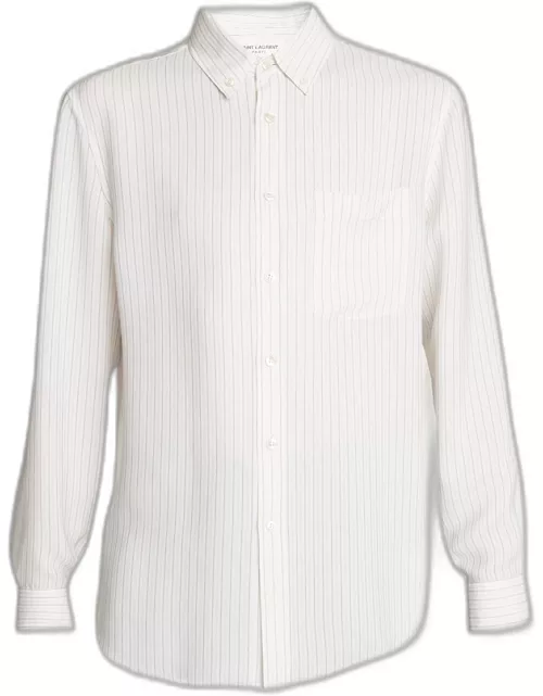 Men's Striped Silk Dress Shirt