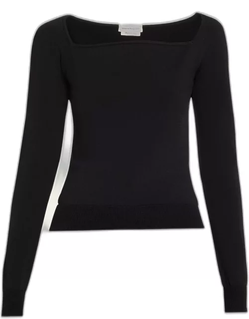 Square-Neck Knit Top