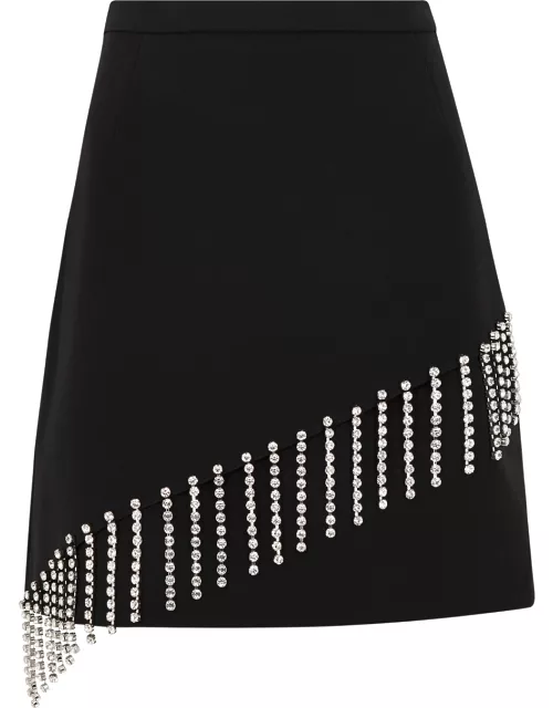 Black crystal-embellished mini skirt