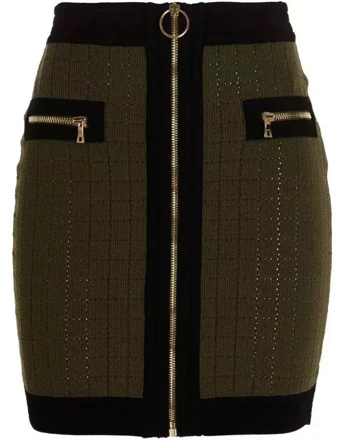 Balmain Zip-up Knitted Skirt