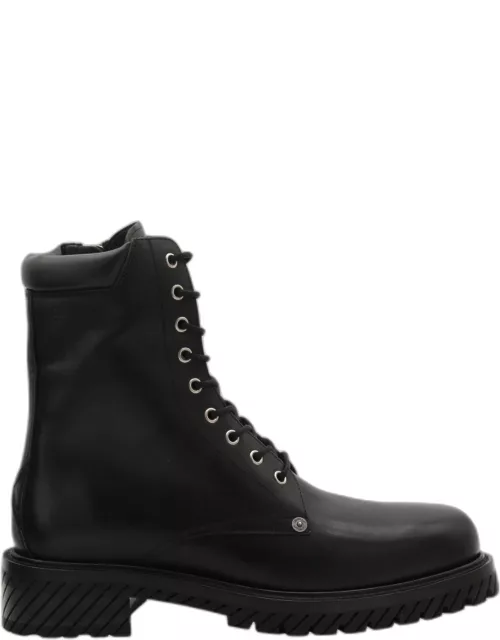 Off-White Black Leather Diag Boot