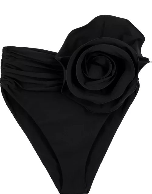 Black flower-embellished bikini briefs