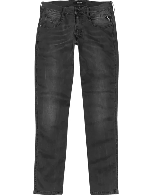 Replay Anbass Hyperflex Grey Slim-leg Jeans - W28/
