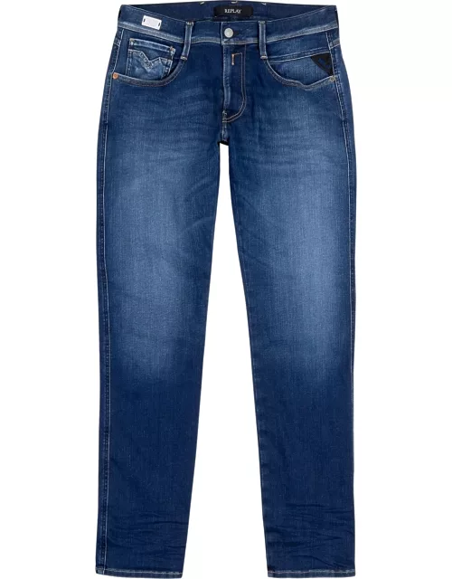 Replay Anbass Hyperflex Blue Slim-leg Jeans - Dark Blue - W38/