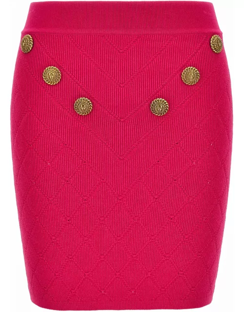 Balmain Logo Button Knitted Skirt