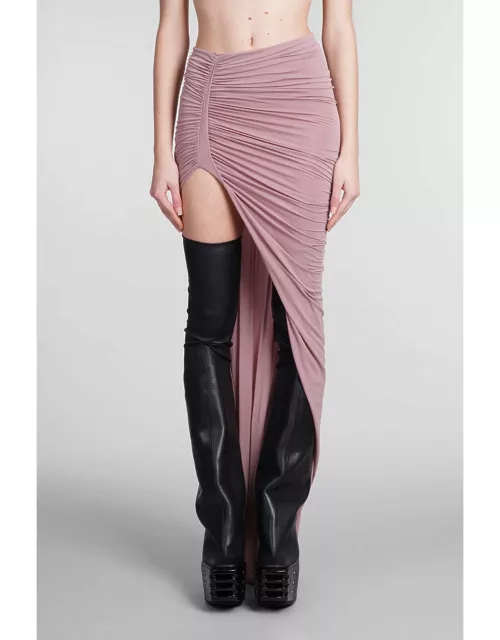 Rick Owens Edfu Skirt Skirt In Rose-pink Polyamide Polyester