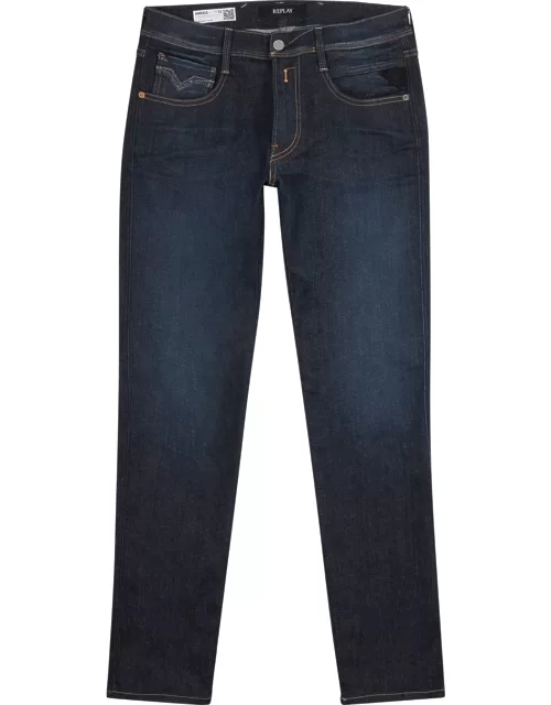 Replay Anbass Hyperflex Dark Blue Slim-leg Jeans - Denim - W32/