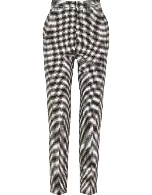 Monochrome houndstooth wool-blend trousers