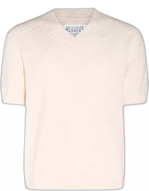 Maison Margiela Off White Cotton Textured T-shirt