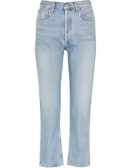 Charlotte blue cropped straight-leg jeans