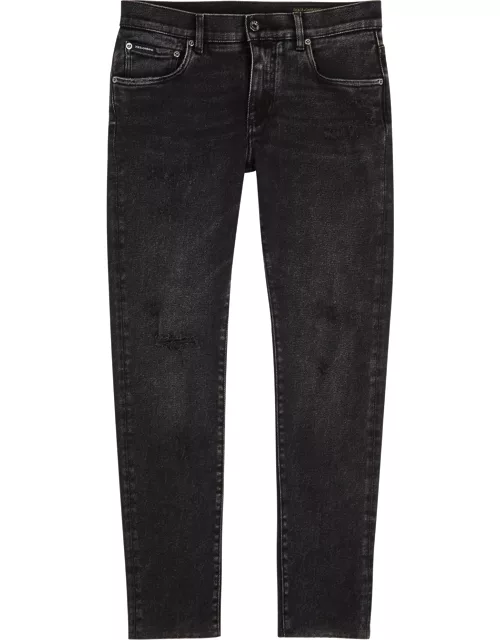 Dark grey distressed skinny jeans