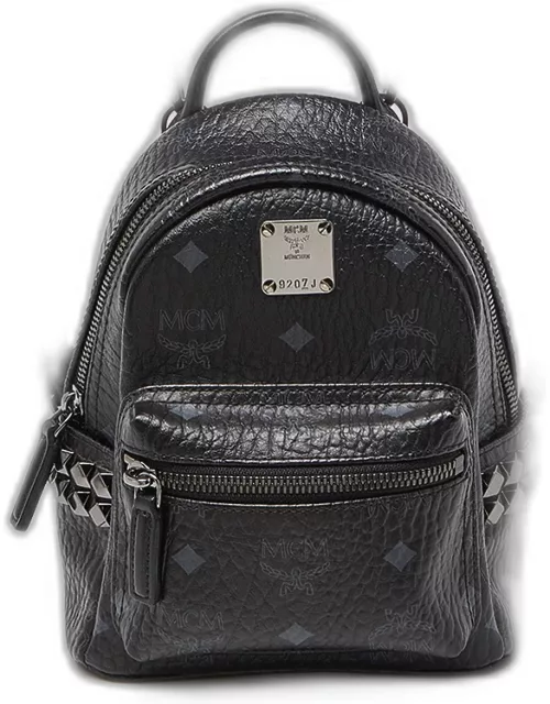 MCM Black Visetos Coated Canvas and Leather Mini Studded Stark-Bebe Boo Backpack