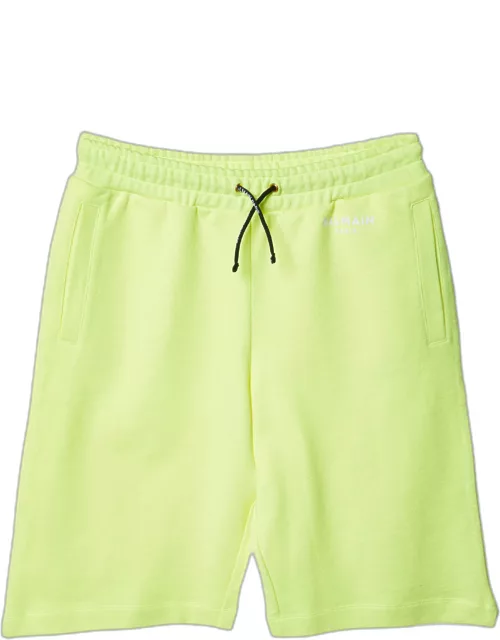 Balmain Neon Yellow Cotton Bermuda Shorts 14A Yr