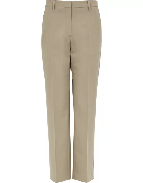Lady taupe straight-leg twill trousers