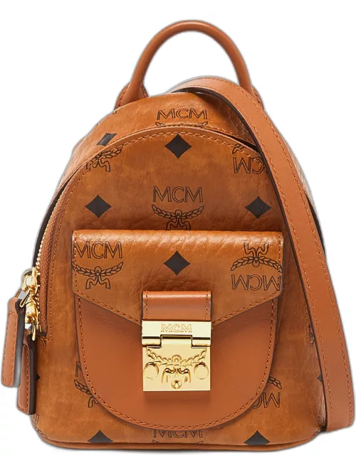 MCM Cognac Visetos Coated Canvas and Leather Mini Patricia Backpack