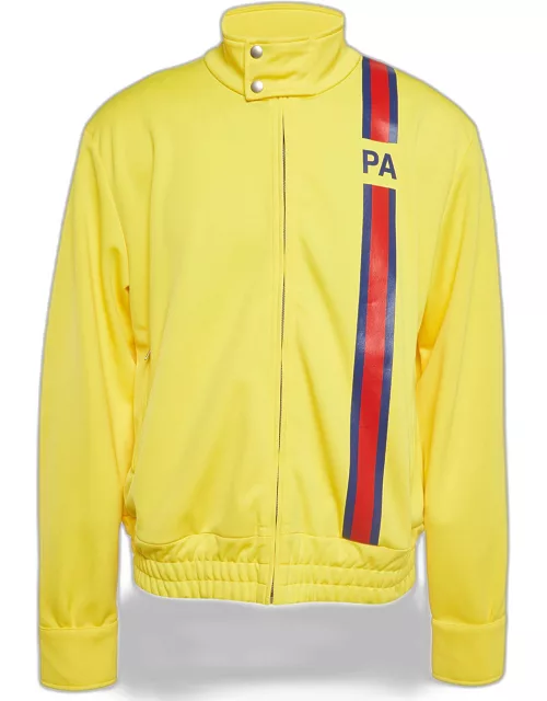 Palm Angels Yellow Printed Jersey Zipped Front Jacket