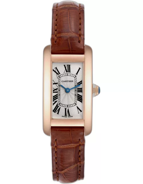 Cartier Tank Americaine 18K Rose Gold Silver Dial Ladies Watch 19 m