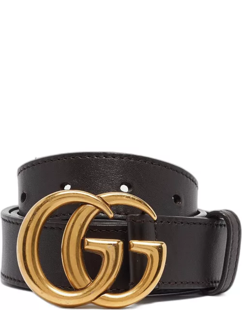 Gucci Dark Brown Leather GG Marmont Belt 85C