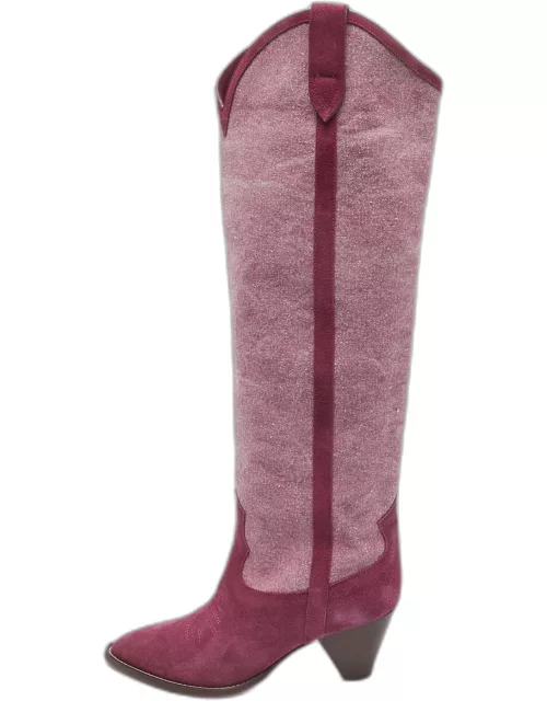 Isabel Marant Pink Suede and Canvas knee Length Boot