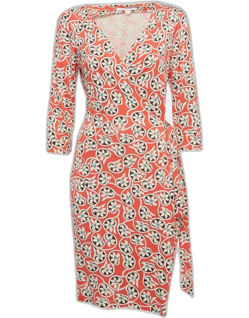 Diane Von Furstenberg Pink Printed Jersey Julian Wrap Dress