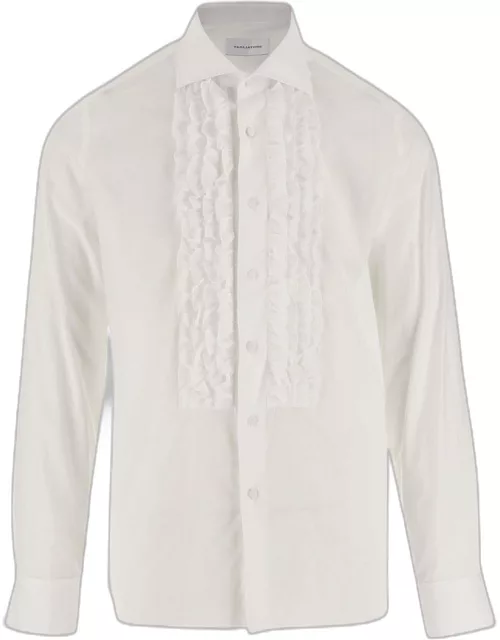 Tagliatore Cotton Poplin Shirt With Ruffle