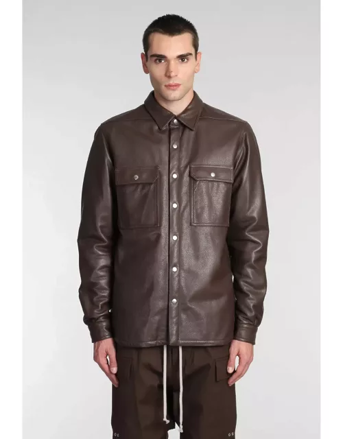 Rick Owens Casual Jacket In Brown Leather