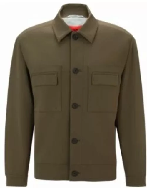 Button-up jacket in performance-stretch fabric- Khaki Men's Sport Coat