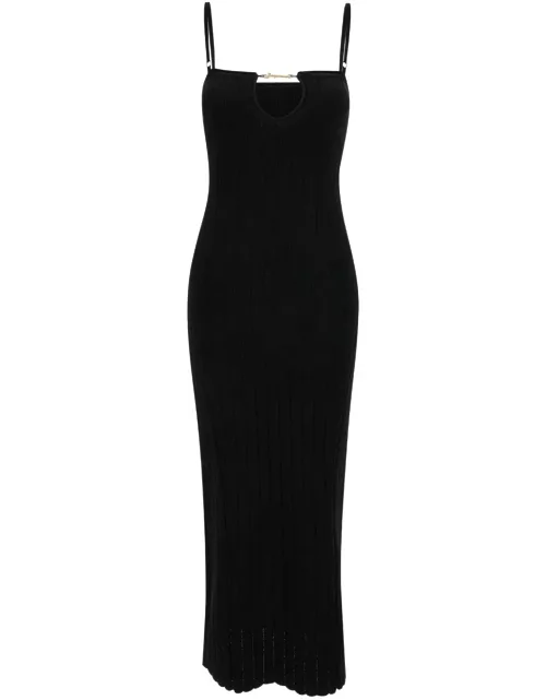 Jacquemus la Robe Sierra Black Midi Dress In Viscose Woman