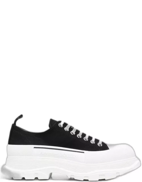 Alexander McQueen Tread Slick Lace Up Shoes In Black And White