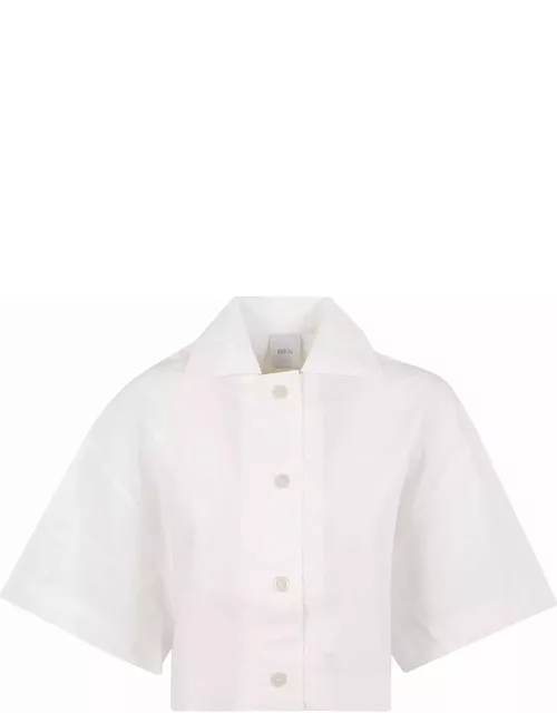 Patou Crop Shirt In White Cotton