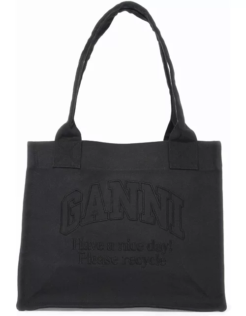 GANNI recycled cotton tote bag in