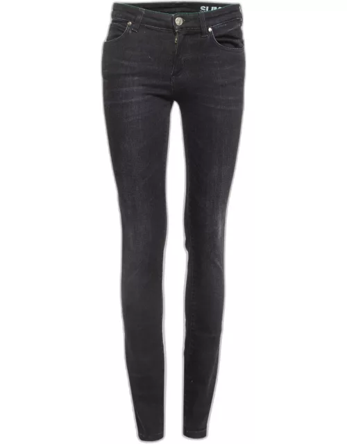 Versace Collection Black V Studded Denim Slim Jeans S Waist 26"