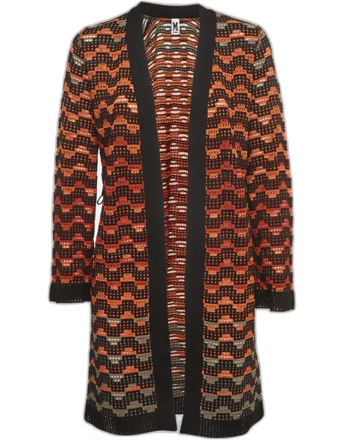 M Missoni Multicolor Perforated Patterned Knit Cardigan