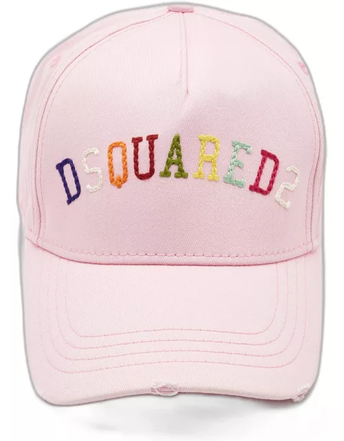 Dsquared2 Pink Logo Embroidered Cotton Baseball Cap