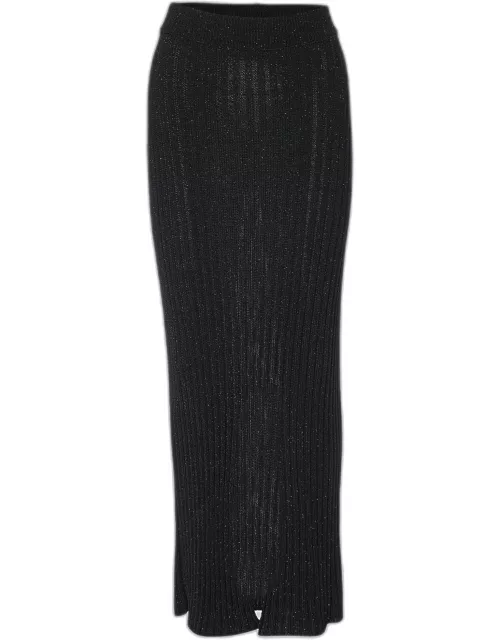 See by Chloe Black Lurex Rib Knit Maxi Skirt