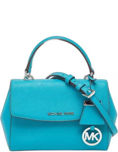 Michael Kors Turquoise Blue Leather Extra Small Ava Top Handle Bag