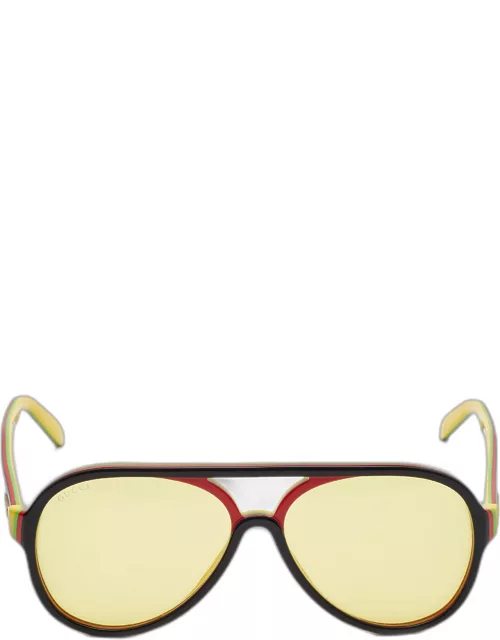 Gucci Yellow/Multicolor Tinted GG0270S Pilot Sunglasse
