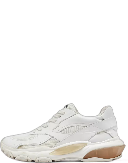 Valentino White Leather and Mesh Low Top Sneaker