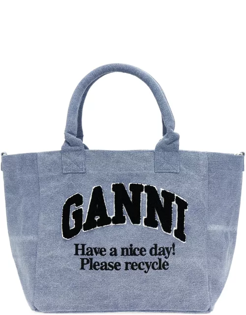 Ganni washed Blue Small Shopping Bag