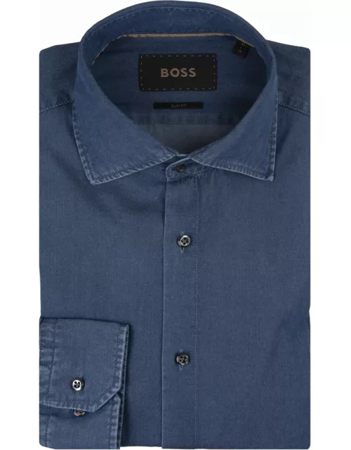 Hugo Boss Slim Fit Shirt In Blue Cotton Deni
