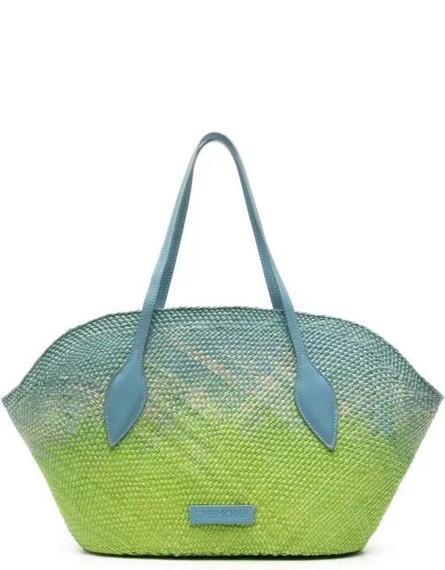 THEMOIRè Flor Straw Degrade Tote Bag In Blue And Green