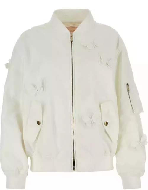 Valentino Garavani White Nylon Bomber Jacket