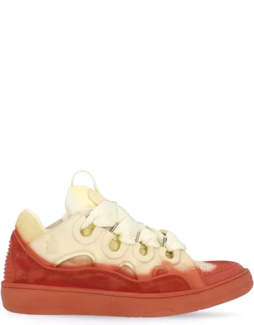 Lanvin Curb Sneakers In Yellow Suede And Leather